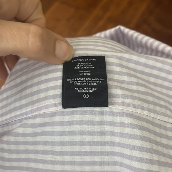 Theory mens lilac White Plaid Buttons Down Shirt Size 17 R - Picture 11 of 11